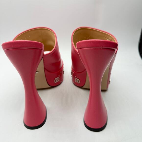 Gucci GG Stud Platform Malaga Kid Rhodamine Pink Size 39.5 US 9.5 - Picture 7 of 14